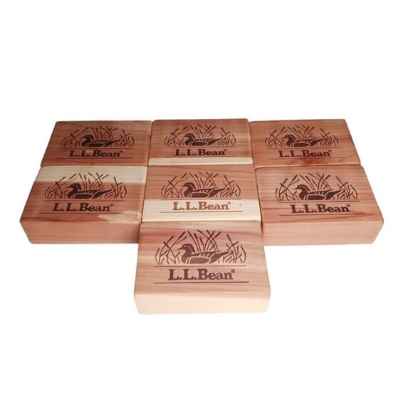 7 LL Bean Cedar Wood Blocks Bricks Home Decor Moth Repellent Duck in Grass - Picture 2 of 7